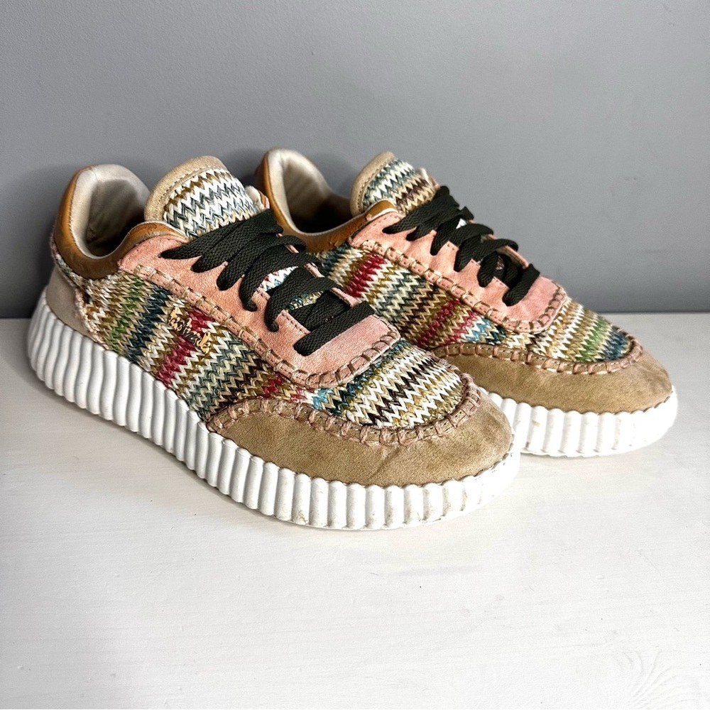 LA STRADA - Women’s Chunky Sole Sneakers, Textured Fabric, Multicoloured, Sz 38 - Picture 3 of 9